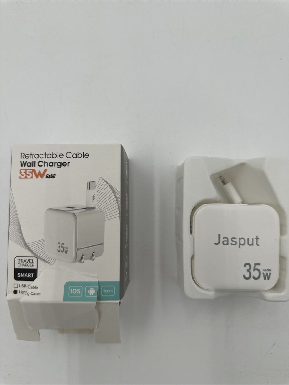 Retractable Wall Charger, 35W Fast USB Charger Block with Retractable Cables